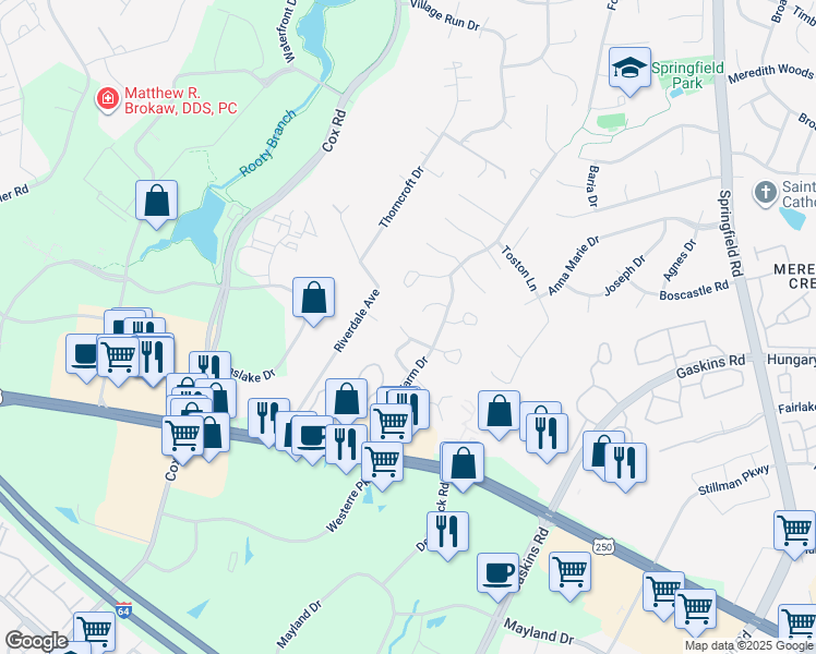 map of restaurants, bars, coffee shops, grocery stores, and more near 10922 Bush Lake Lane in Glen Allen