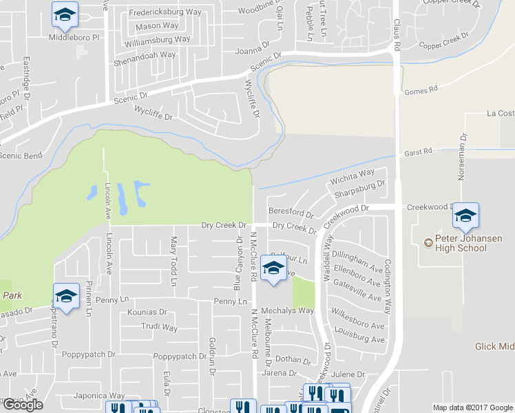 map of restaurants, bars, coffee shops, grocery stores, and more near 720 North McClure Road in Modesto