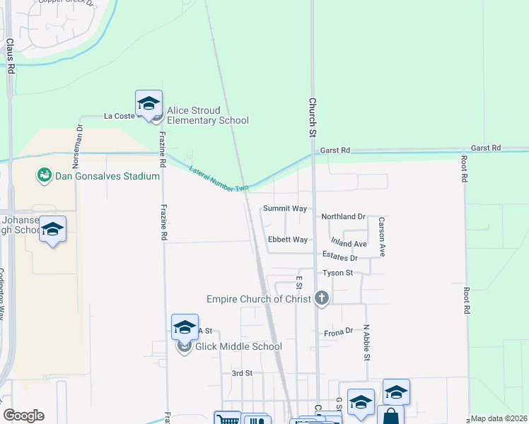 map of restaurants, bars, coffee shops, grocery stores, and more near 4800 Summit Way in Modesto