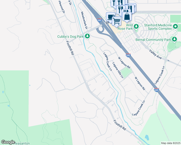 map of restaurants, bars, coffee shops, grocery stores, and more near 2255 Segundo Court in Pleasanton