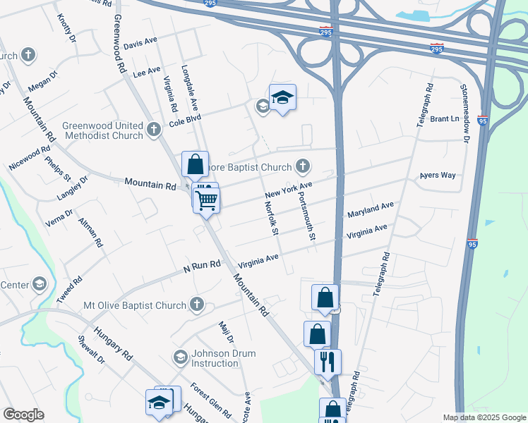 map of restaurants, bars, coffee shops, grocery stores, and more near 1402 Pennsylvania Avenue in Glen Allen
