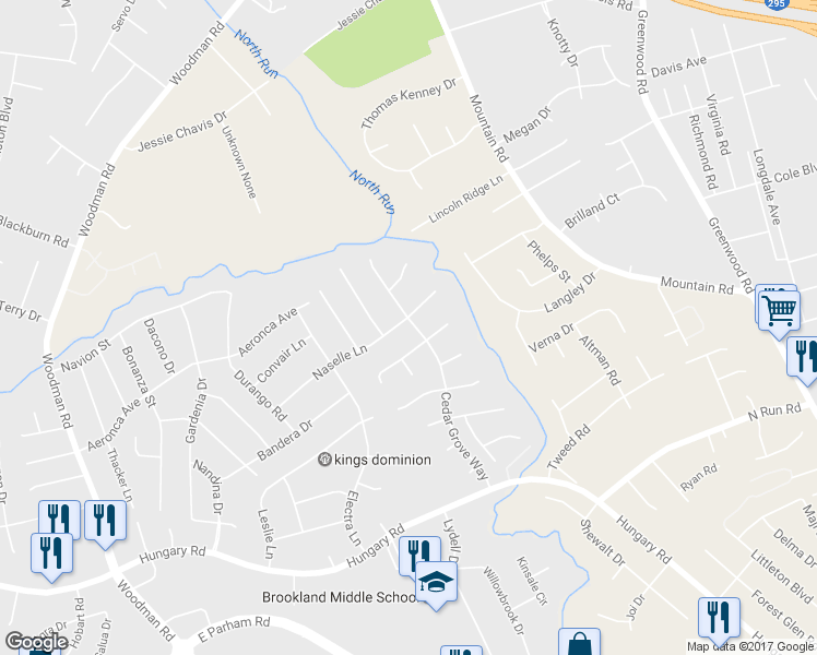 map of restaurants, bars, coffee shops, grocery stores, and more near 1701 Naselle Lane in Richmond