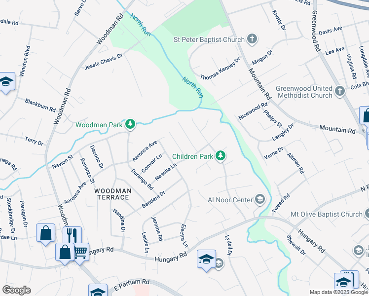 map of restaurants, bars, coffee shops, grocery stores, and more near 9713 Willow Glen Lane in Richmond