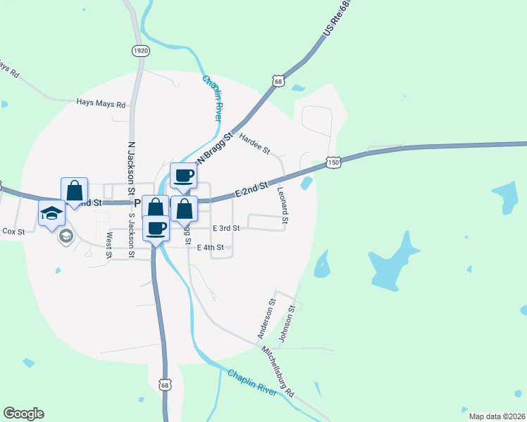 map of restaurants, bars, coffee shops, grocery stores, and more near 119 Gibson Street in Perryville