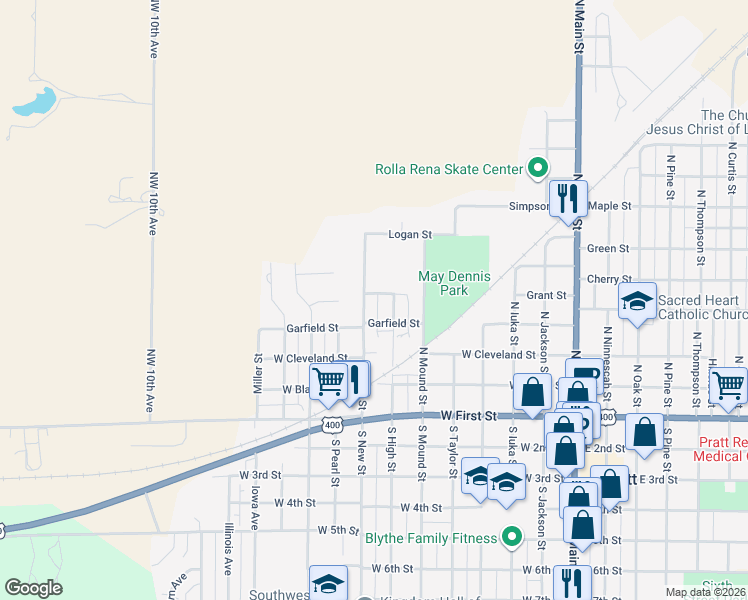 map of restaurants, bars, coffee shops, grocery stores, and more near 715 Grant Street in Pratt