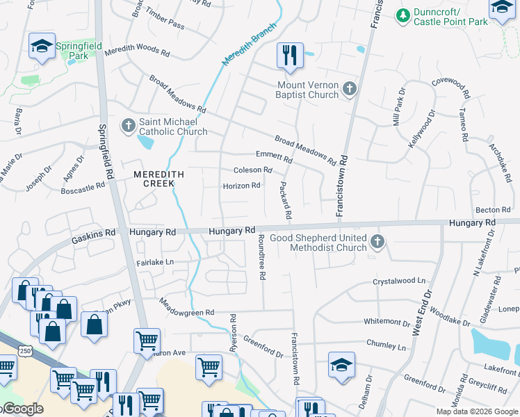 map of restaurants, bars, coffee shops, grocery stores, and more near 4607 Halley's Circle in Glen Allen