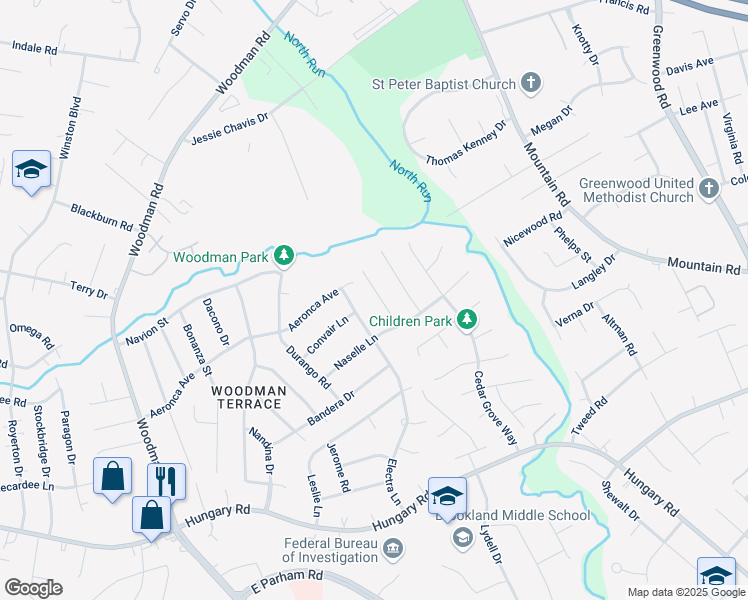 map of restaurants, bars, coffee shops, grocery stores, and more near 9720 Willow Glen Lane in Richmond