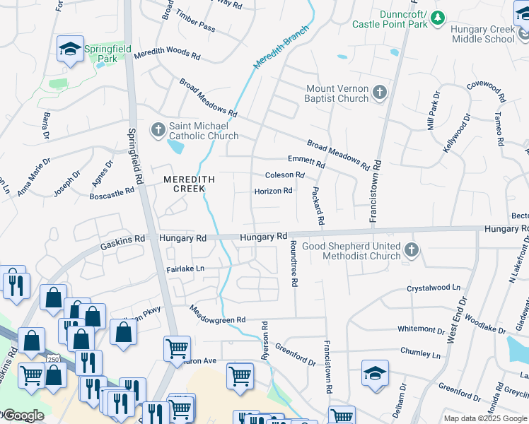 map of restaurants, bars, coffee shops, grocery stores, and more near 9309 Cason Road in Glen Allen