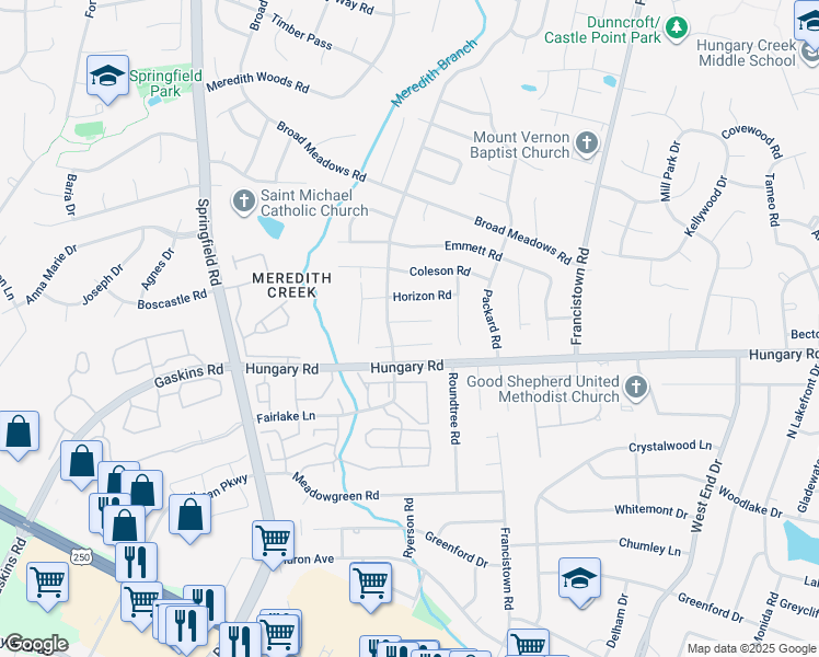 map of restaurants, bars, coffee shops, grocery stores, and more near 9309 Cason Road in Glen Allen