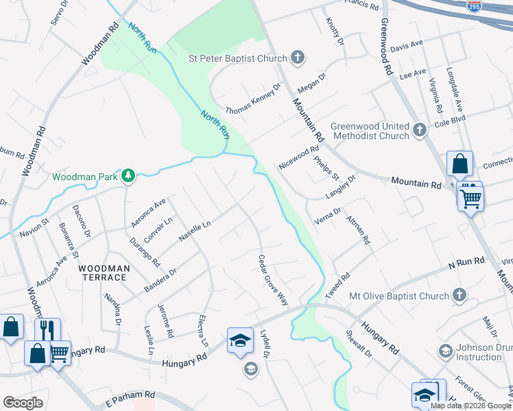 map of restaurants, bars, coffee shops, grocery stores, and more near 1608 Birchview Court in Richmond