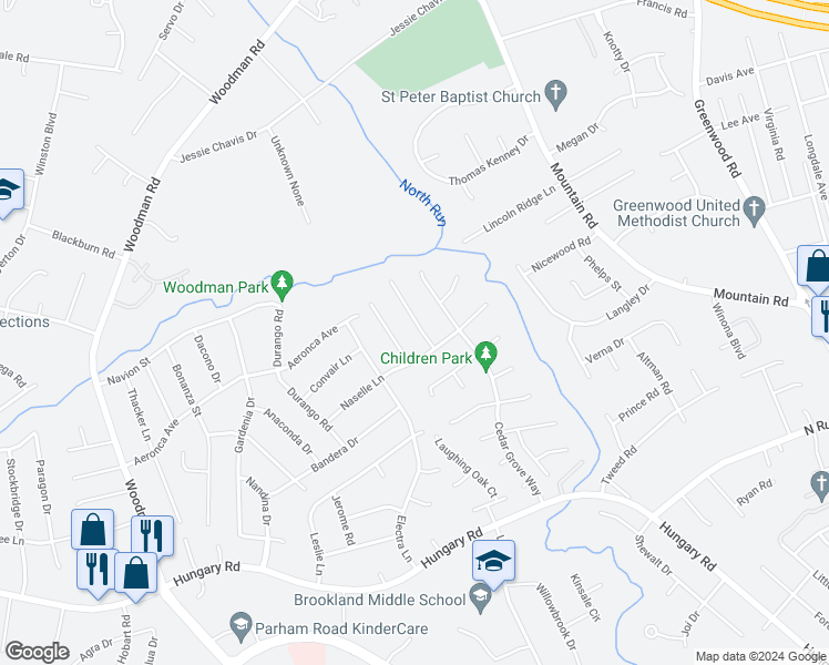 map of restaurants, bars, coffee shops, grocery stores, and more near 9818 Willow Glen Court in Richmond