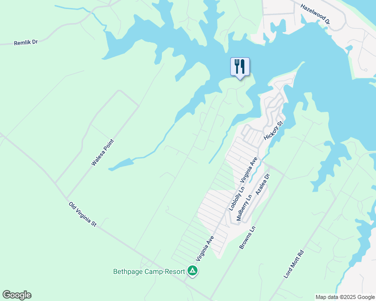 map of restaurants, bars, coffee shops, grocery stores, and more near 525 Burrells Marina Road in Urbanna