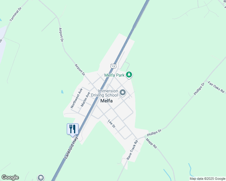 map of restaurants, bars, coffee shops, grocery stores, and more near in Melfa