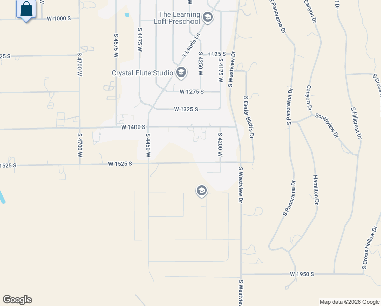 map of restaurants, bars, coffee shops, grocery stores, and more near 4258 West 1525 South in Cedar City