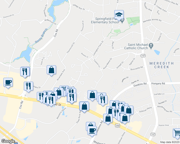 map of restaurants, bars, coffee shops, grocery stores, and more near 10805 Rimbey Court in Glen Allen