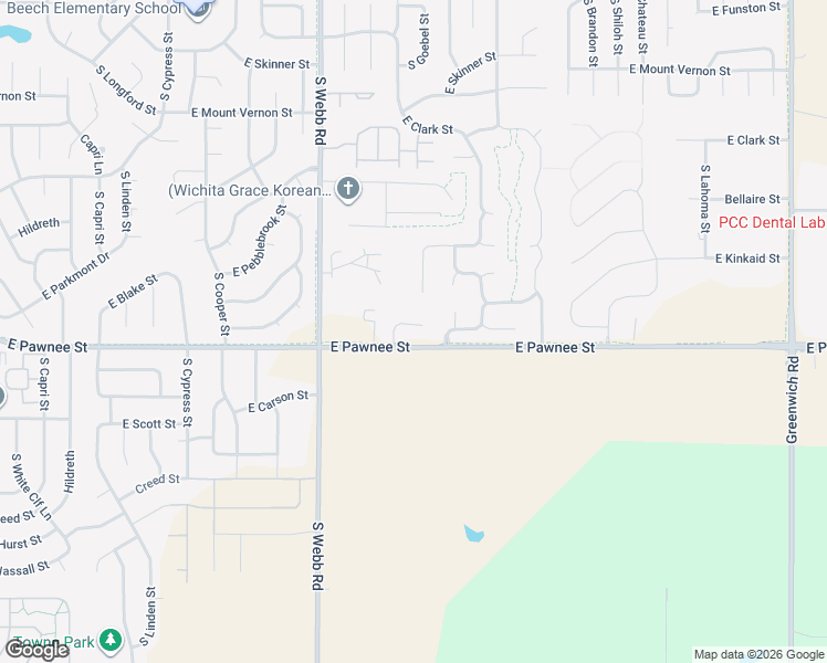 map of restaurants, bars, coffee shops, grocery stores, and more near 2316 South Goebel Circle in Wichita