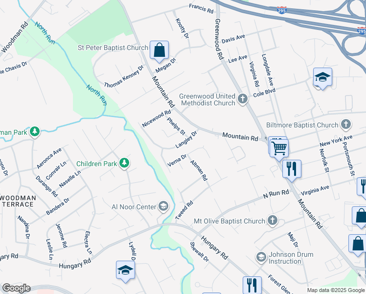 map of restaurants, bars, coffee shops, grocery stores, and more near 8009 Langley Drive in Glen Allen