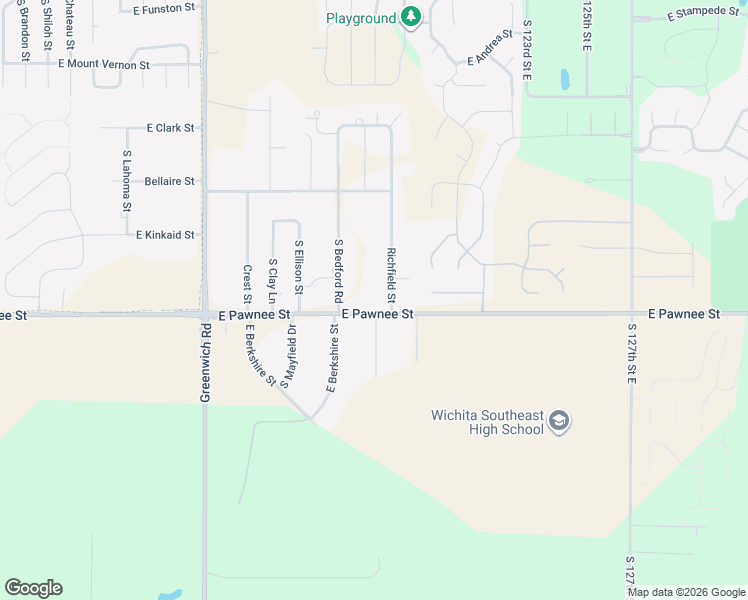 map of restaurants, bars, coffee shops, grocery stores, and more near 11776-11898 E Pawnee St in Wichita