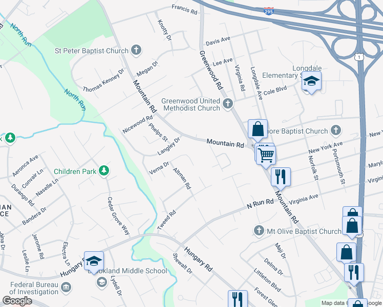 map of restaurants, bars, coffee shops, grocery stores, and more near 1624 Verna Drive in Henrico