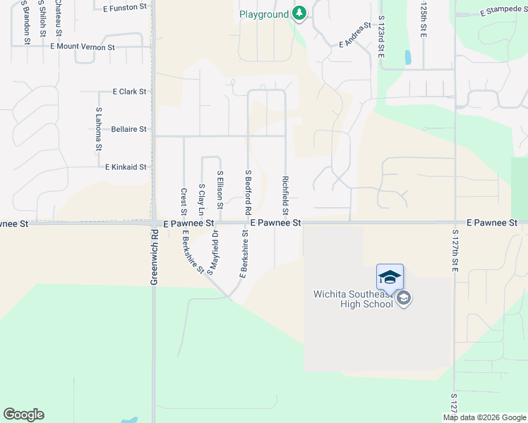 map of restaurants, bars, coffee shops, grocery stores, and more near 11801-11899 East Pawnee Street in Wichita