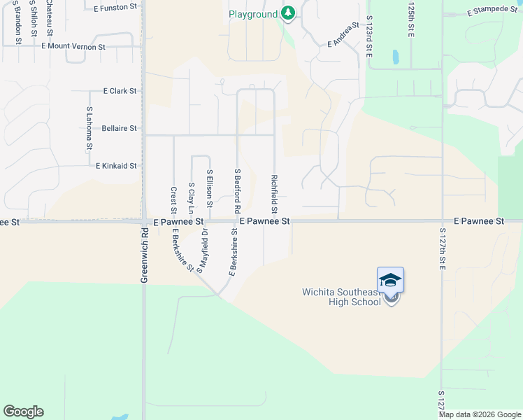 map of restaurants, bars, coffee shops, grocery stores, and more near 11776 East Pawnee Street in Wichita