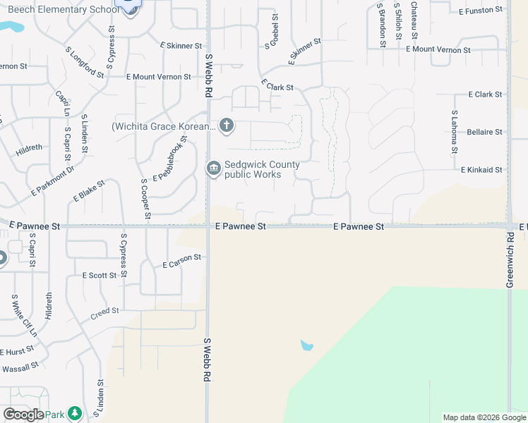 map of restaurants, bars, coffee shops, grocery stores, and more near 2320 South Goebel Circle in Wichita