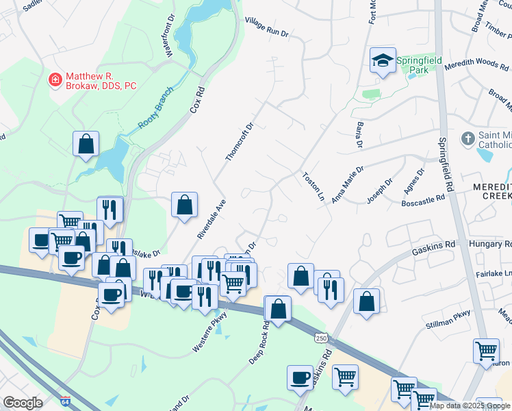 map of restaurants, bars, coffee shops, grocery stores, and more near 10912 Tray Way in Glen Allen