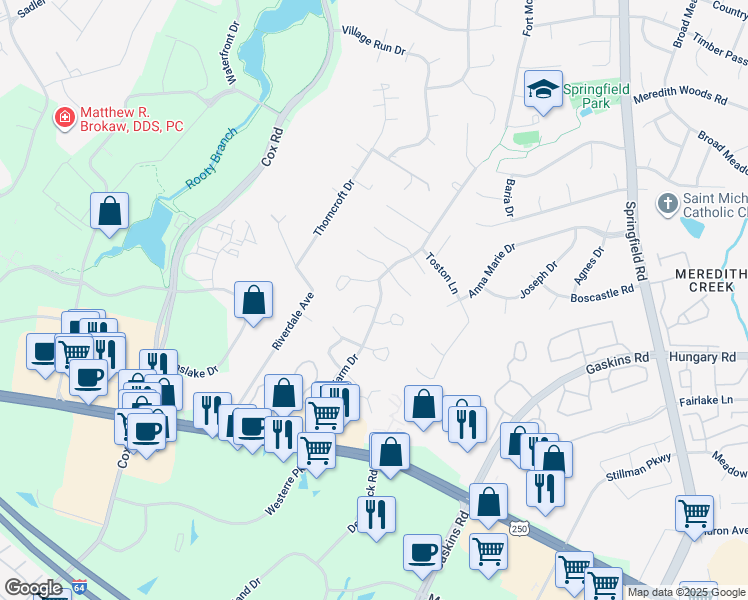 map of restaurants, bars, coffee shops, grocery stores, and more near 10900 Tray Way in Glen Allen