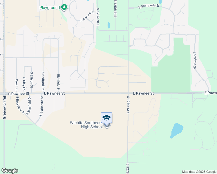 map of restaurants, bars, coffee shops, grocery stores, and more near 12410 East Willowgreen Street in Wichita