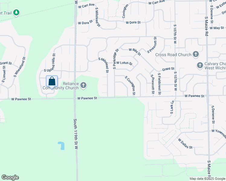 map of restaurants, bars, coffee shops, grocery stores, and more near 2310-2314 South Milstead Street in Wichita