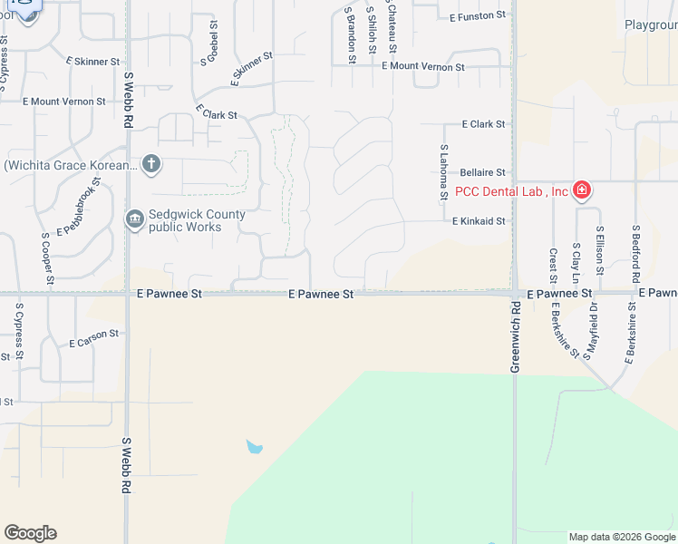 map of restaurants, bars, coffee shops, grocery stores, and more near 2310 South Cranbrook Street in Wichita
