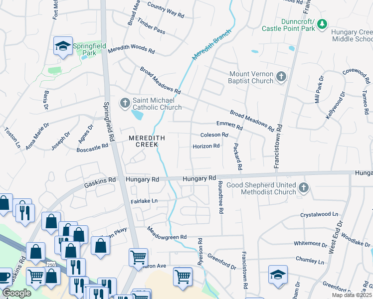 map of restaurants, bars, coffee shops, grocery stores, and more near 4612 Fairlake Lane in Glen Allen