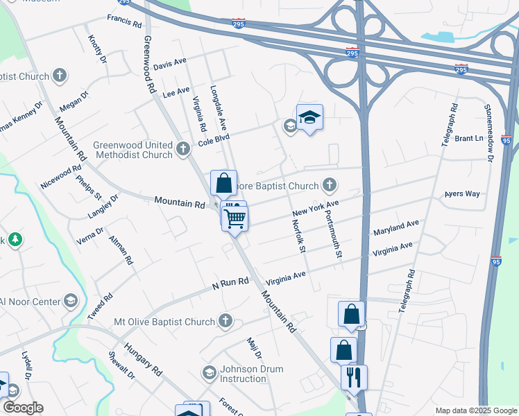 map of restaurants, bars, coffee shops, grocery stores, and more near 1417 Rhode Island Avenue in Glen Allen