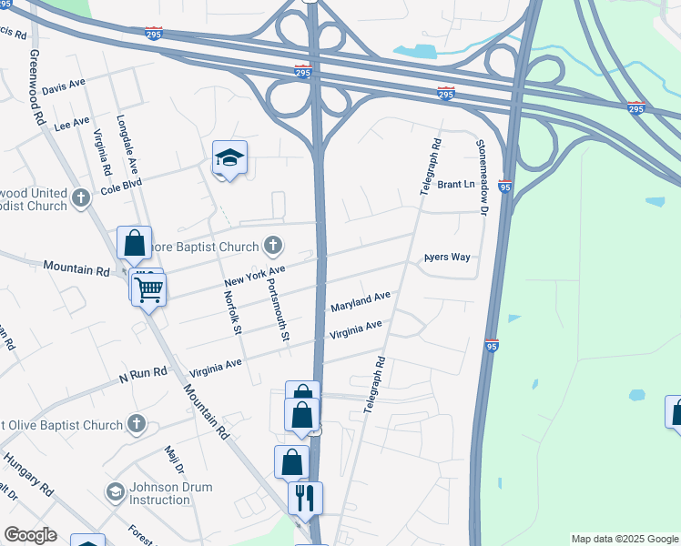map of restaurants, bars, coffee shops, grocery stores, and more near 1106 Pennsylvania Avenue in Glen Allen