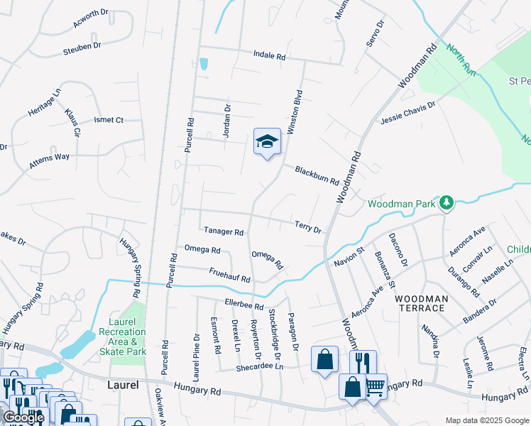 map of restaurants, bars, coffee shops, grocery stores, and more near 10100 Kexby Road in Richmond