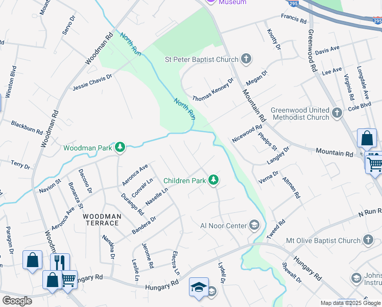 map of restaurants, bars, coffee shops, grocery stores, and more near 9724 Cedar Grove Way in Henrico