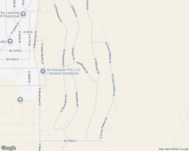 map of restaurants, bars, coffee shops, grocery stores, and more near 1460 South Hillcrest Drive in Cedar City