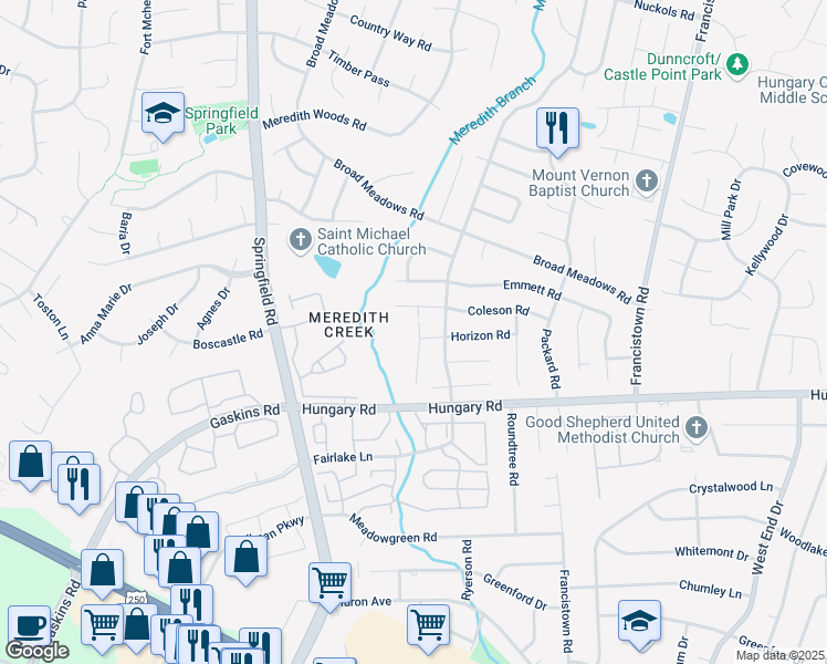 map of restaurants, bars, coffee shops, grocery stores, and more near 4540 Padgett Place in Glen Allen