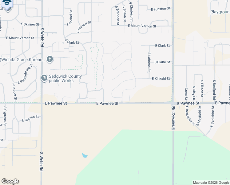 map of restaurants, bars, coffee shops, grocery stores, and more near 2310 South Cranbrook Street in Wichita