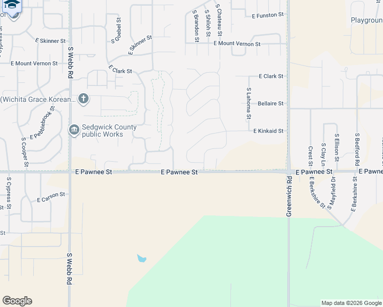 map of restaurants, bars, coffee shops, grocery stores, and more near 2310 South Cranbrook Street in Wichita