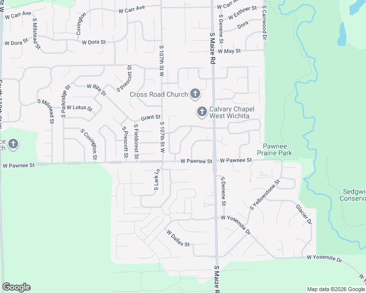 map of restaurants, bars, coffee shops, grocery stores, and more near 2317 South Leecrest Street in Wichita