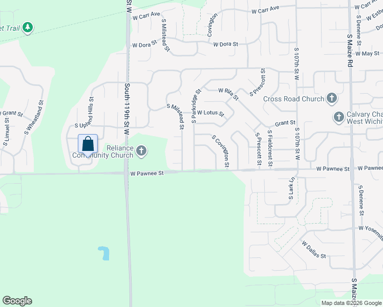 map of restaurants, bars, coffee shops, grocery stores, and more near 2310-2314 South Milstead Street in Wichita