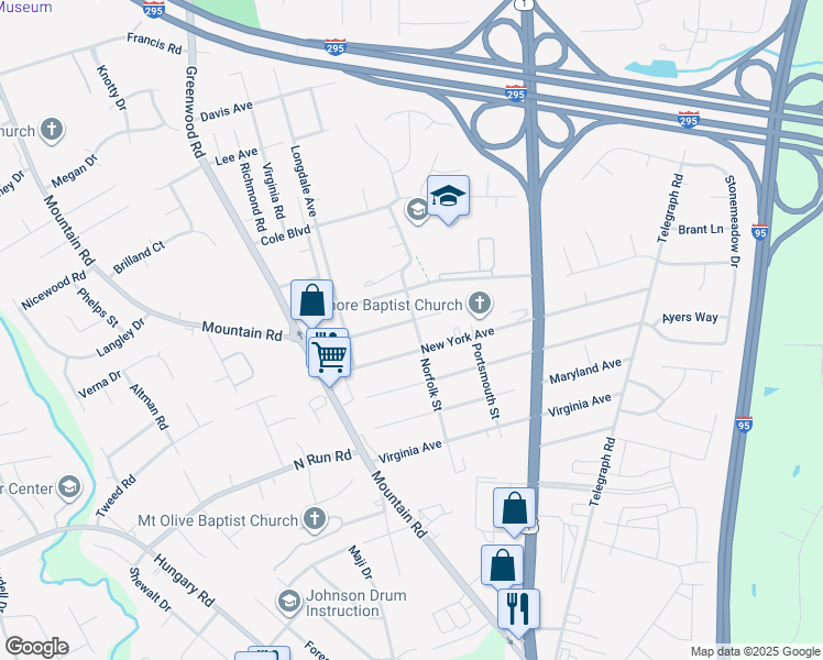 map of restaurants, bars, coffee shops, grocery stores, and more near 1401 Rhode Island Avenue in Glen Allen