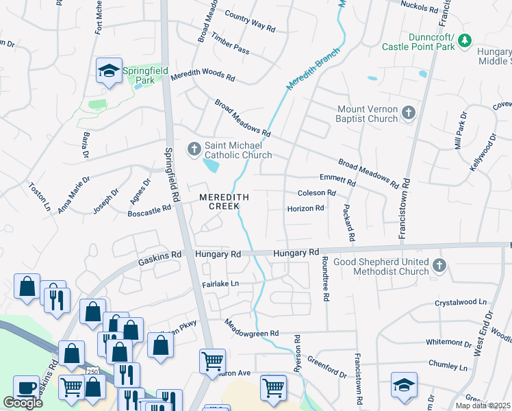 map of restaurants, bars, coffee shops, grocery stores, and more near 4500 Padgett Place in Glen Allen