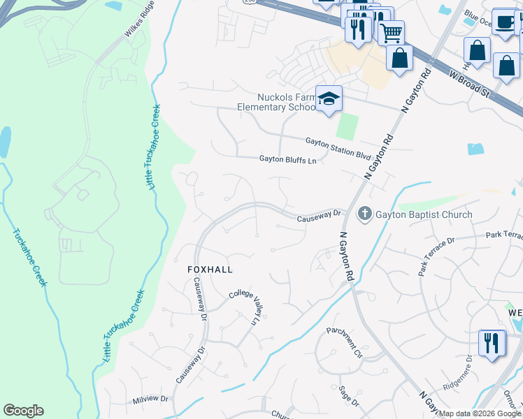 map of restaurants, bars, coffee shops, grocery stores, and more near 3725 Sovereign Lane in Richmond