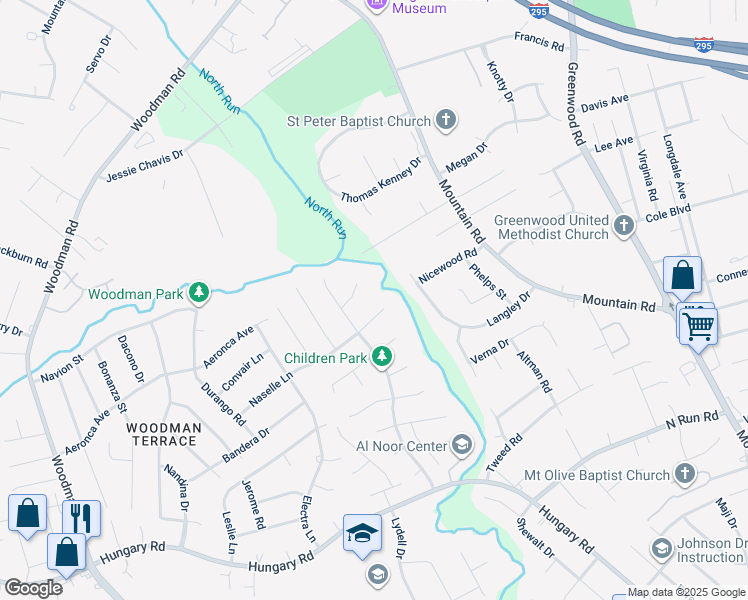 map of restaurants, bars, coffee shops, grocery stores, and more near 1608 Hickory Ridge Way in Henrico