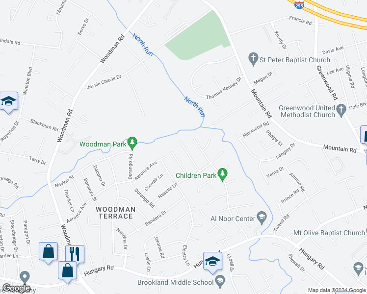map of restaurants, bars, coffee shops, grocery stores, and more near 9861 Willow Glen Court in Henrico