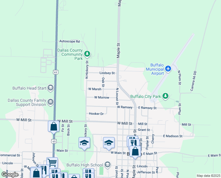 map of restaurants, bars, coffee shops, grocery stores, and more near 529 West Marsh in Buffalo