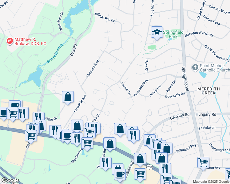 map of restaurants, bars, coffee shops, grocery stores, and more near 10812 Rimbey Court in Glen Allen