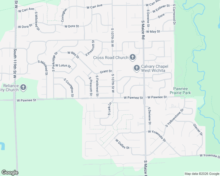 map of restaurants, bars, coffee shops, grocery stores, and more near 10805 West Stafford Street in Wichita